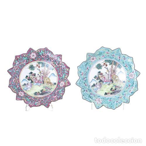 Antiguidades: Porcelana oriental - Dos platos calados de cloisonn&eacute; - Siglo XVIII