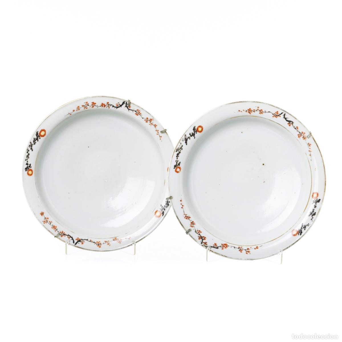 Antig&uuml;edades: Porcelana oriental - Par de platos hondos - Compa&ntilde;&iacute;a Brit&aacute;nica de las Indias Orientales