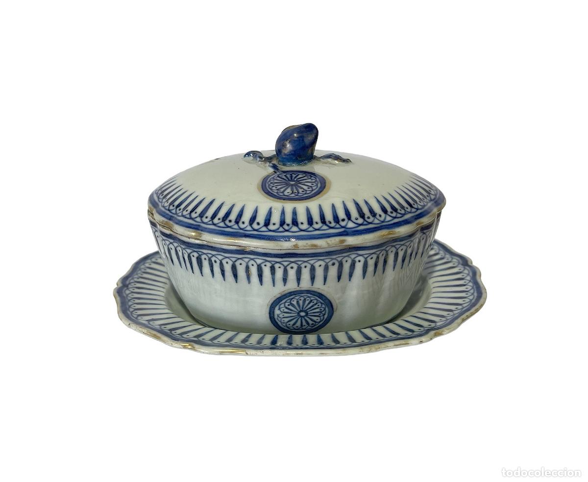 Antiquit&auml;ten: Porcelana oriental - Sopera peque&ntilde;a con presentador - Compa&ntilde;&iacute;a Brit&aacute;nica de las Indias Orientales