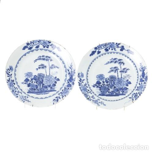 Antiques: Porcelana oriental - Par de platos grandes - Compa&ntilde;&iacute;a Brit&aacute;nica de las Indias Orientales
