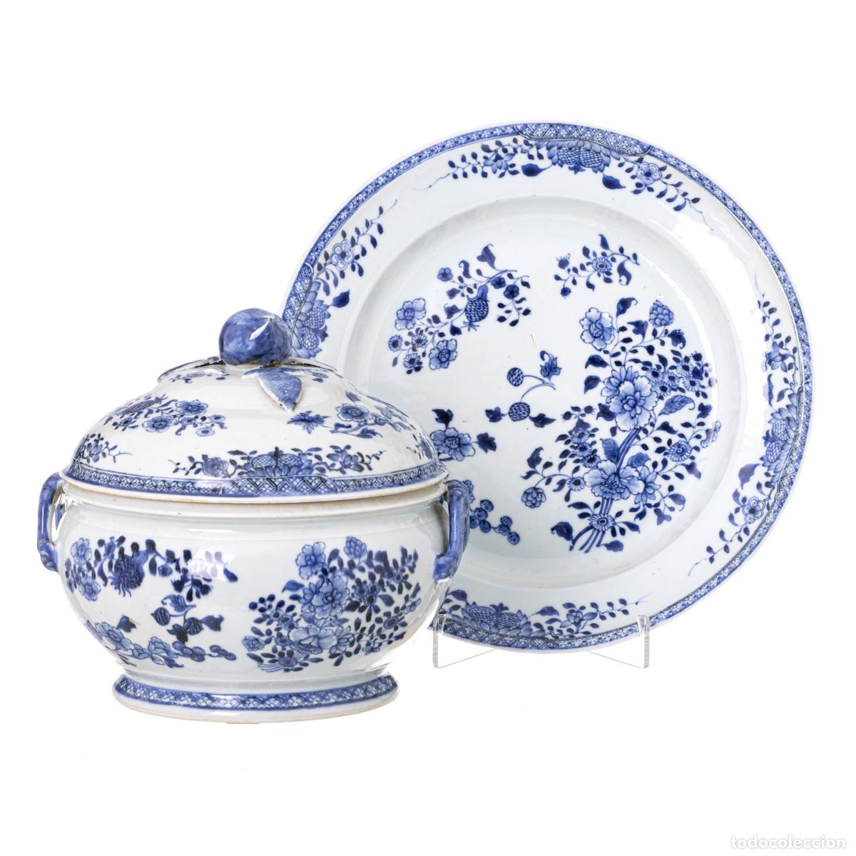 Oggetti Antichi: Porcelana oriental - Sopera y plato redondo - Compa&ntilde;&iacute;a Brit&aacute;nica de las Indias Orientales