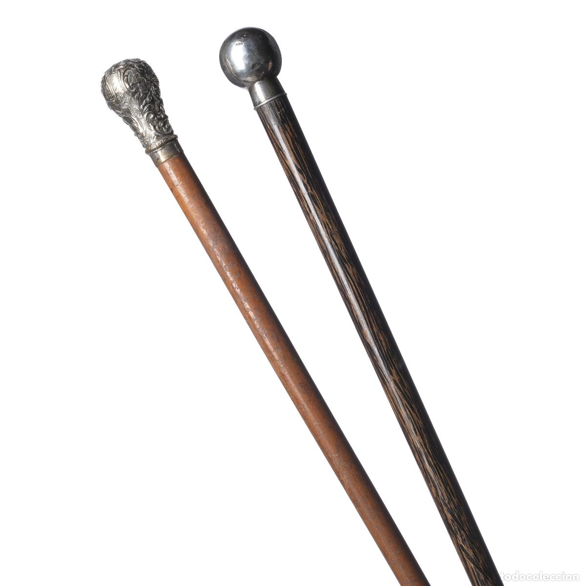 Antiques: Plata - Dos bastones con incrustaciones de plata - Siglo XIX