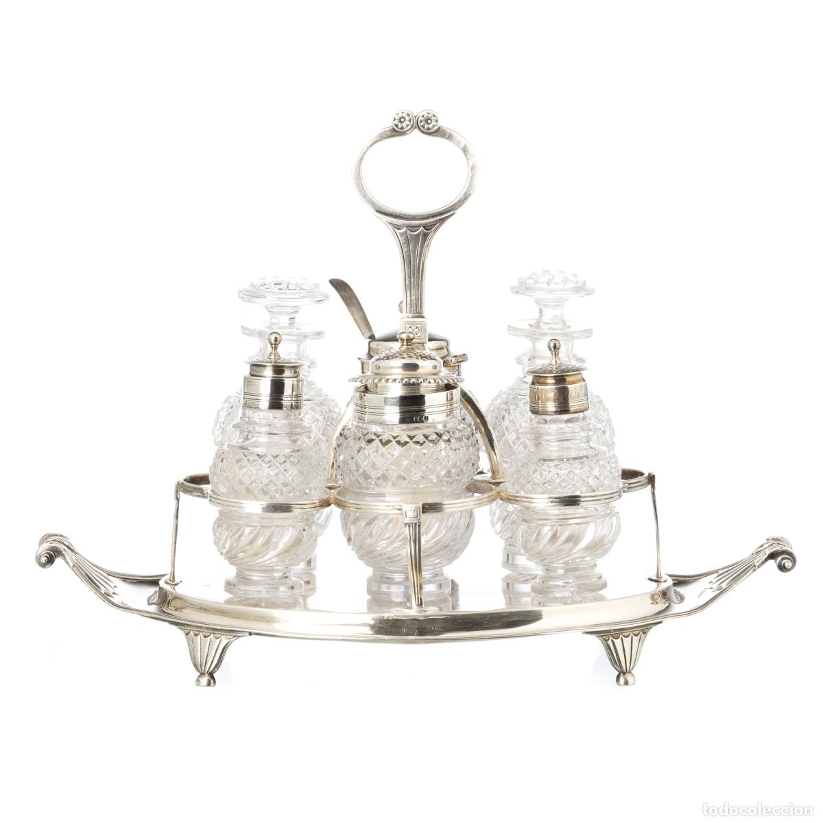 Antiques: Plata - Juego de vinagreras ingl&eacute;s, estilo Jorge III, en plata - siglo XVIII