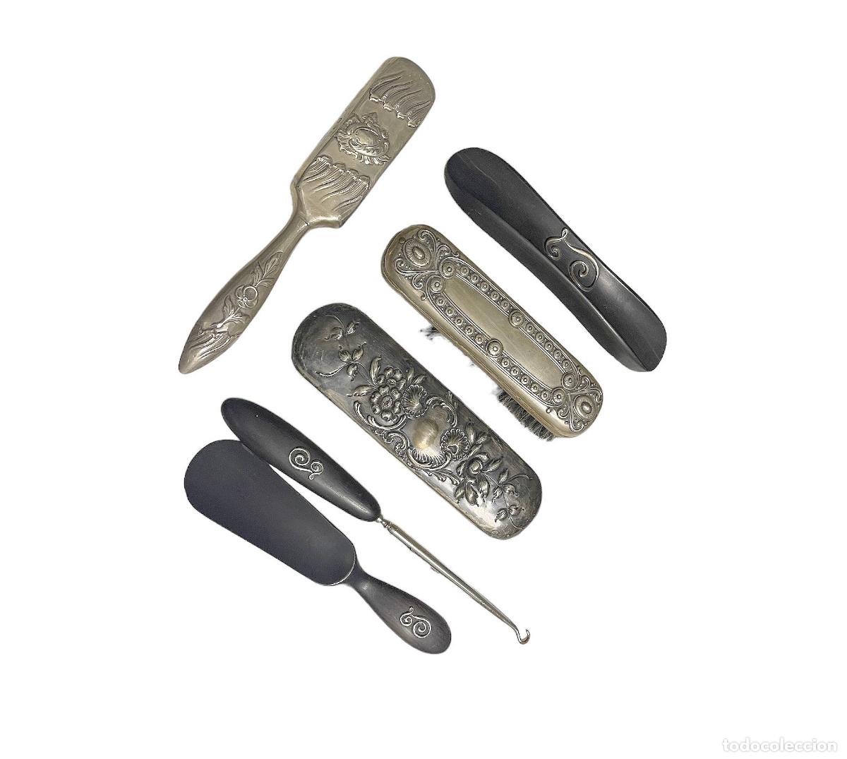 Antig&uuml;edades: Plata - Cepillos para trajes en plata y &eacute;bano - Foto 1