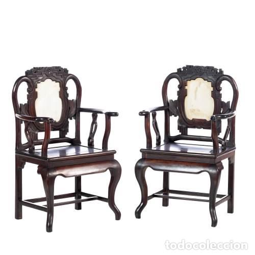 Antiquit&eacute;s: Par de sillones chinos de madera noble - siglo XIX