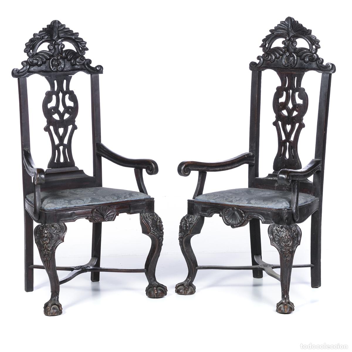 Antiguidades: Par de sillones al estilo del rey Juan V - siglo XIX