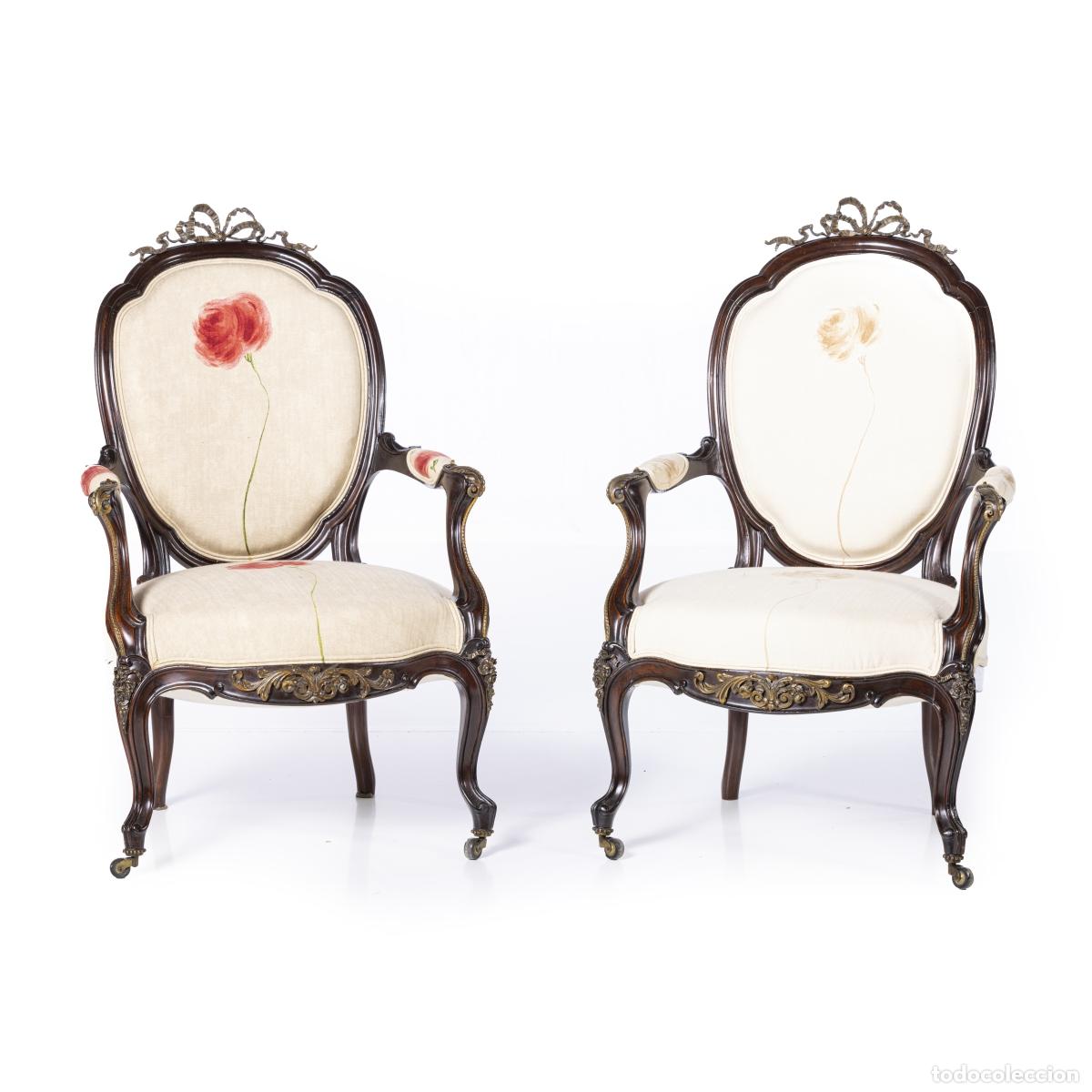 Antiques: Par de sillones estilo Luis XV en palisandro - siglo XIX