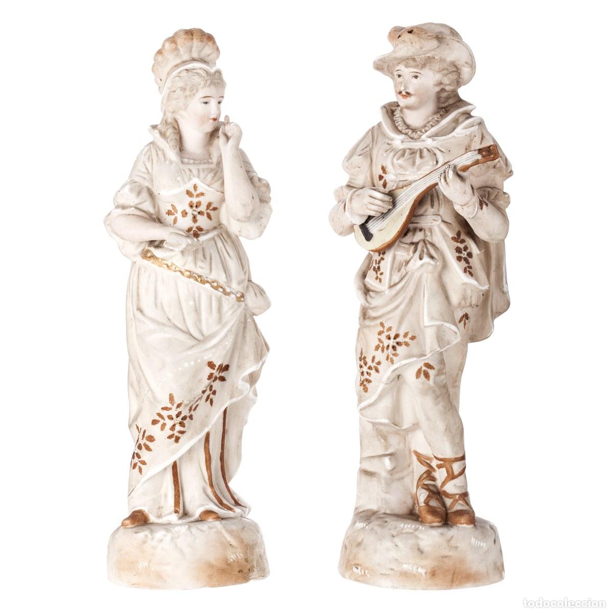 Antiguidades: Porcelana - Pareja de figuritas - Siglo XVIII