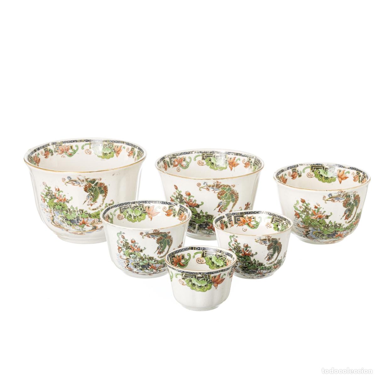 Antiguidades: Porcelana - Juego de seis copas - Siglo XIX