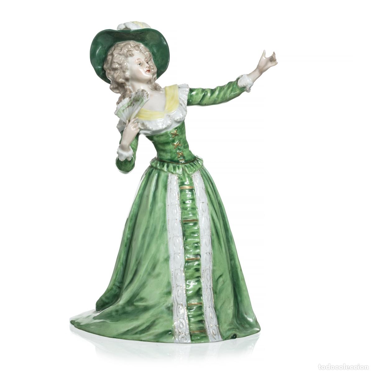 Antiques: Porcelana - Ni&ntilde;a con abanico - Sajonia