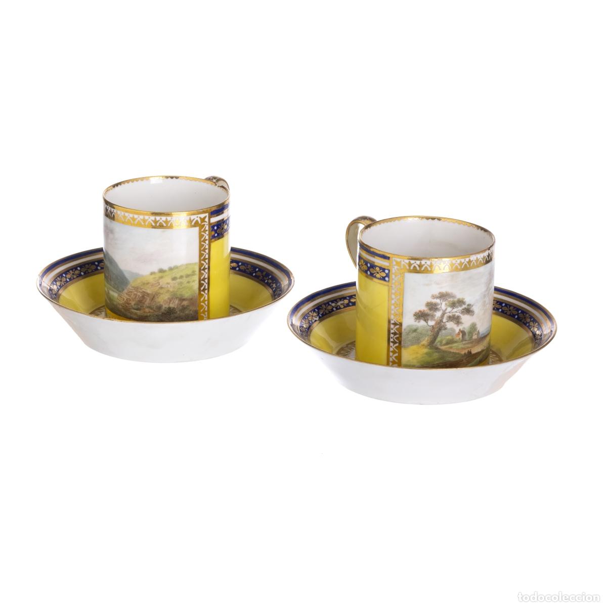 Antiques: Porcelana - Juego de tazas y platillos (a&ntilde;o 1795)