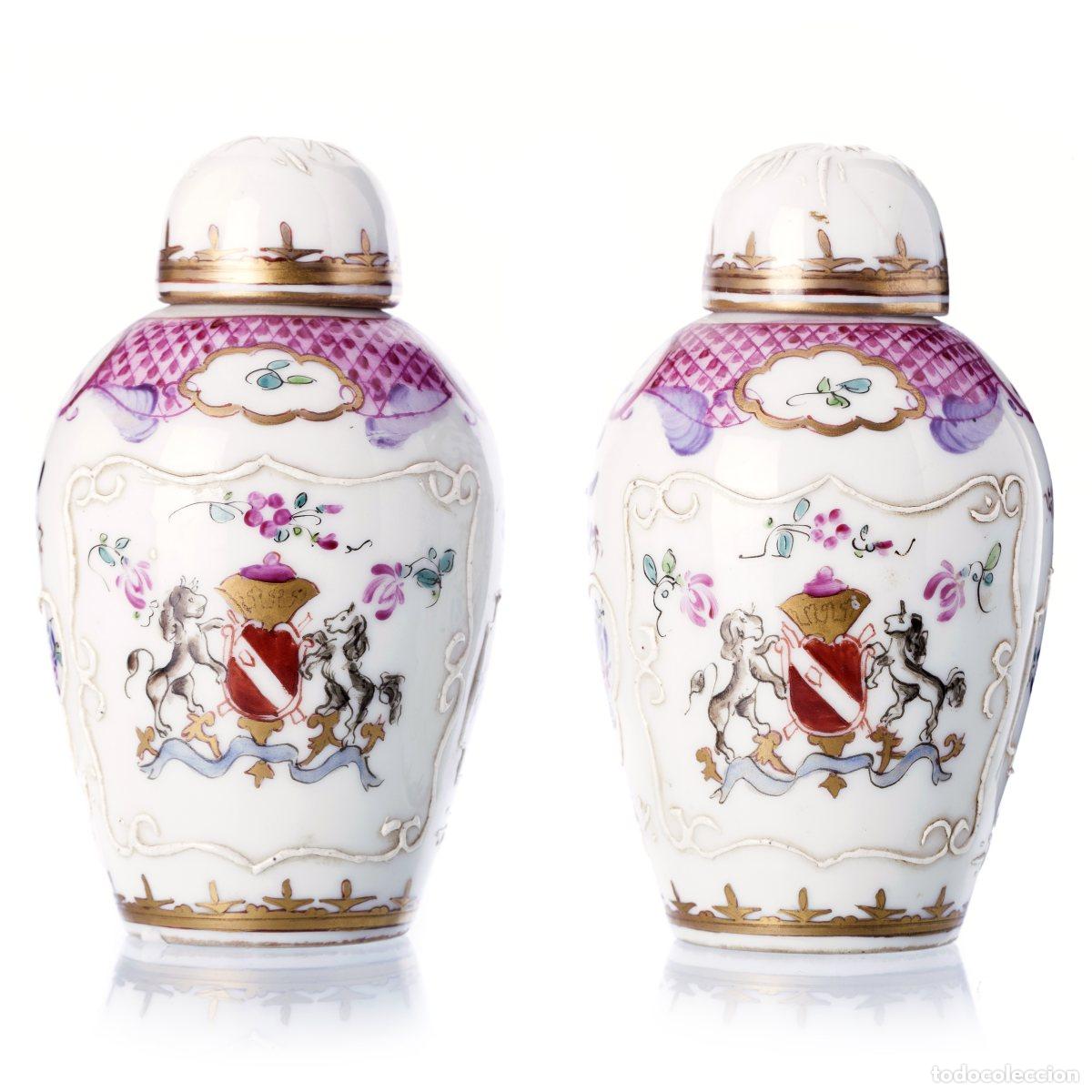 Antiques: Porcelana - Par de potiches - Sans&oacute;n