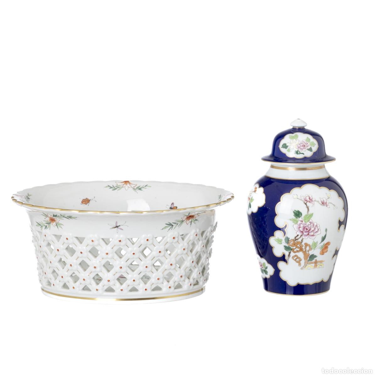 Antiques: Porcelana - Jarra con tapa y frutero - Vista Alegre