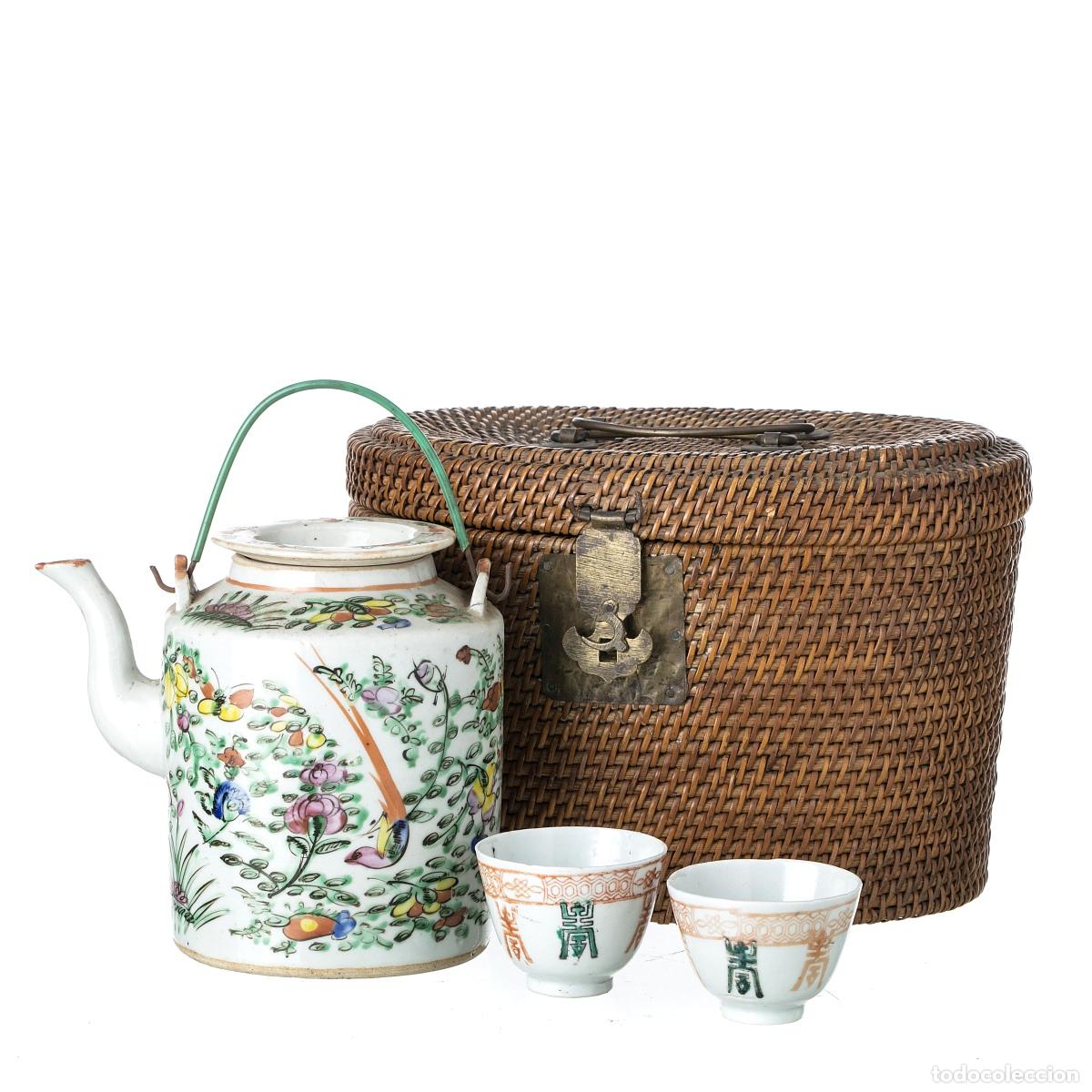 Oggetti Antichi: Porcelana oriental: tetera y dos cuencos.