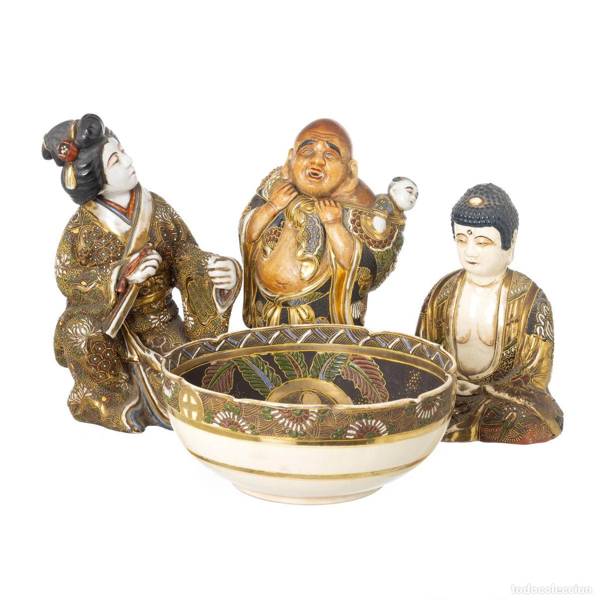 Antiquit&eacute;s: Porcelana oriental - Juego de cuatro piezas Satsuma
