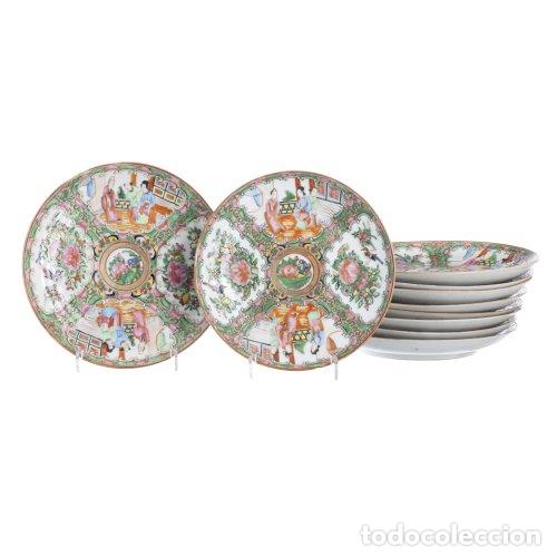 Antiques: Porcelana oriental - Juego de diez platos peque&ntilde;os