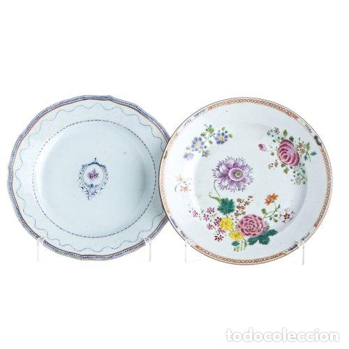 Antiguidades: Porcelana oriental - Dos platos de porcelana poco profundos