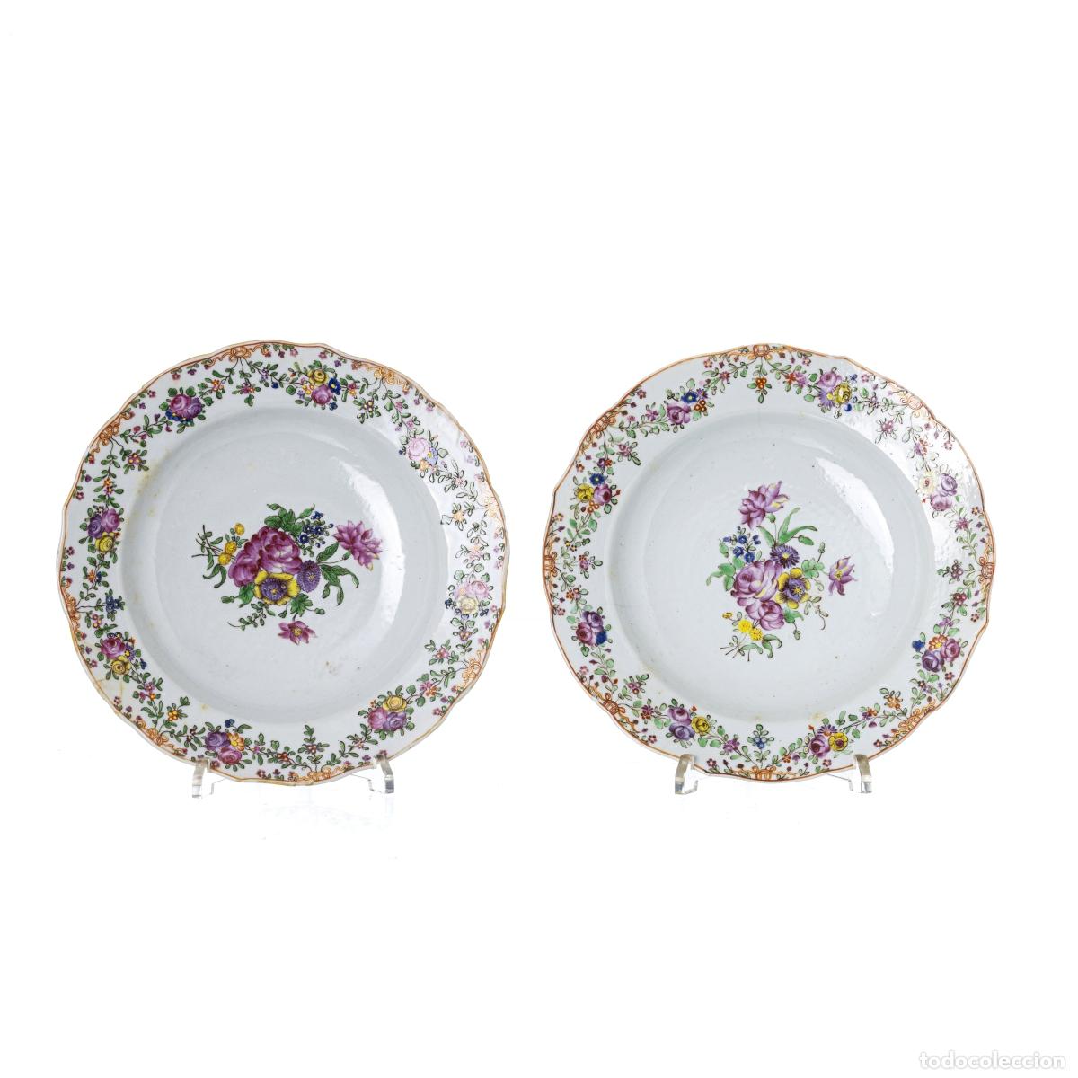 Antig&uuml;edades: Porcelana oriental - Dos platos hondos - Compa&ntilde;&iacute;a Brit&aacute;nica de las Indias Orientales