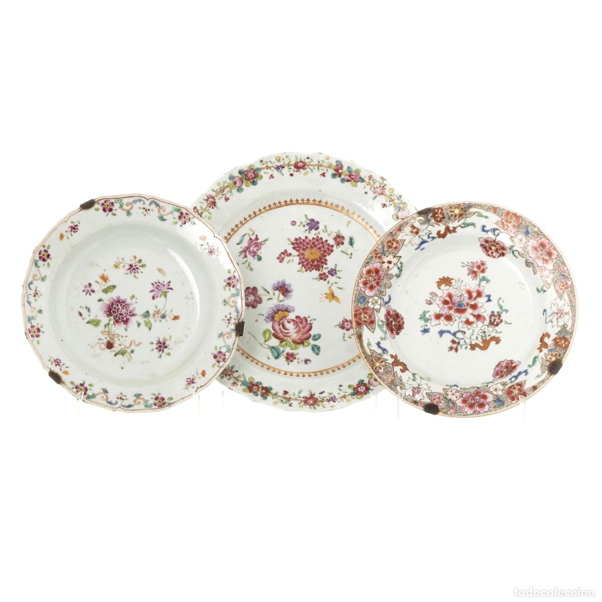 Antig&uuml;edades: Porcelana oriental - Dos platos llanos y una sopera - Compa&ntilde;&iacute;a Brit&aacute;nica de las Indias Orientales