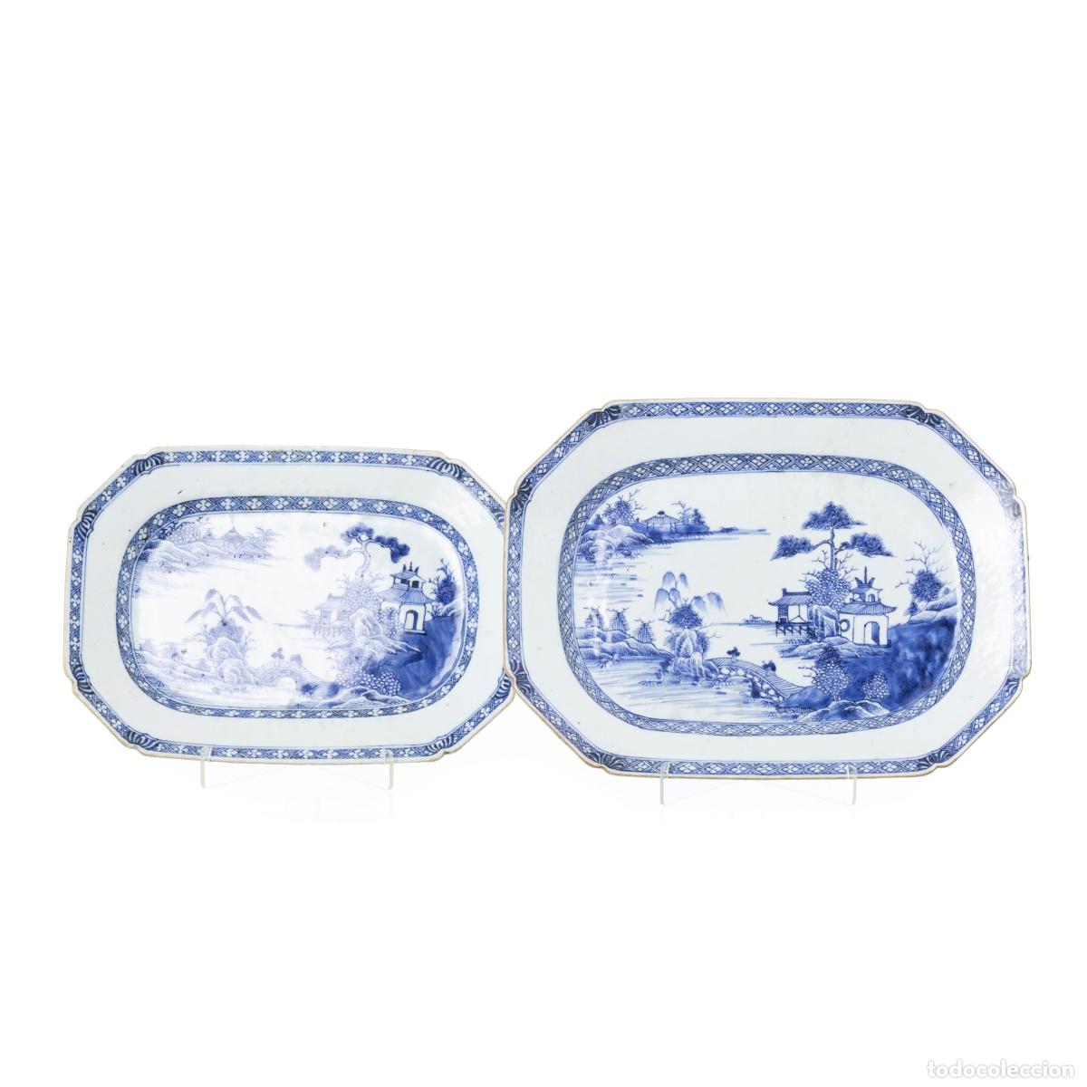 Antig&uuml;edades: Porcelana oriental - Dos bandejas para servir - Compa&ntilde;&iacute;a Brit&aacute;nica de las Indias Orientales