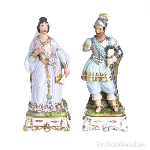 Antiguidades: Porcelana - Par de esculturas de porcelana