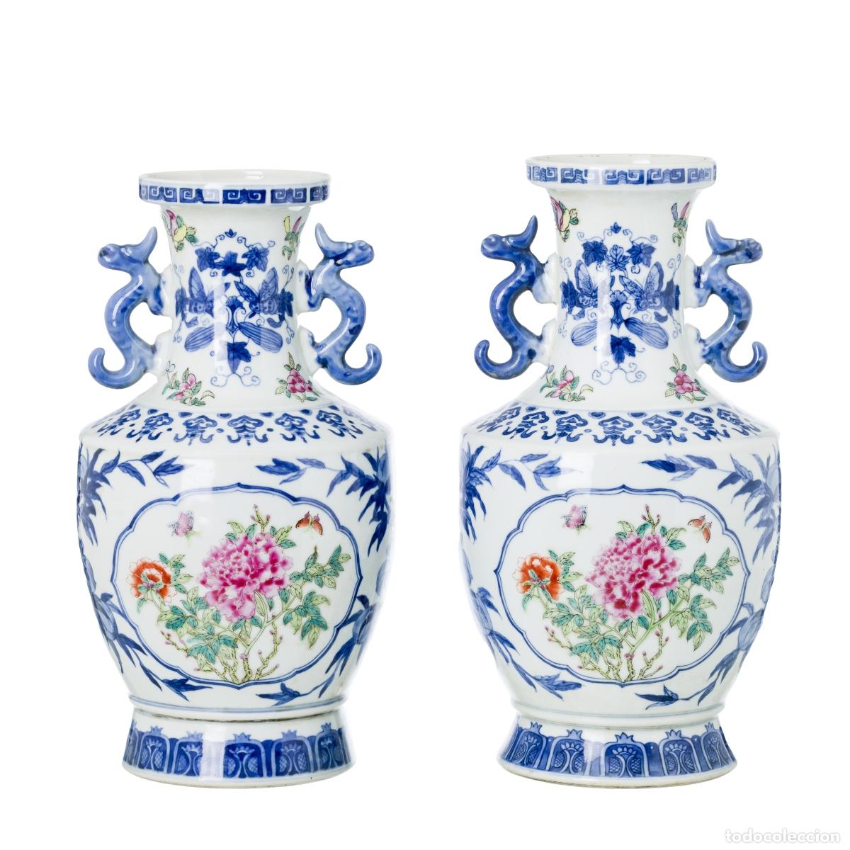 Antig&uuml;edades: Porcelana oriental - Par de jarrones - Foto 1