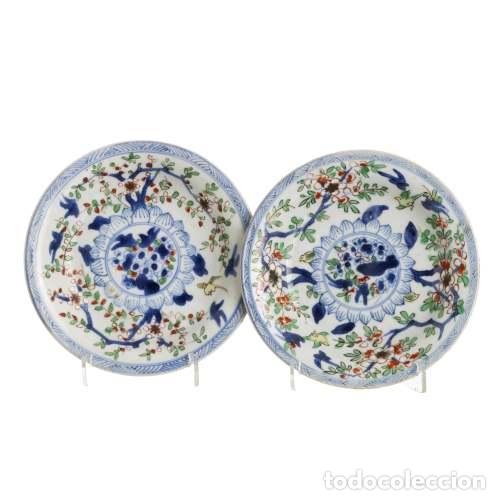 Antiguidades: Porcelana oriental - Par de platos de porcelana - Compa&ntilde;&iacute;a Brit&aacute;nica de las Indias Orientales