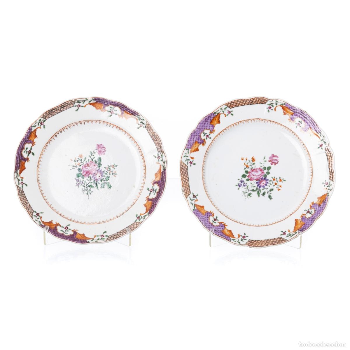 Antiques: Porcelana oriental - Par de platos - Compa&ntilde;&iacute;a Brit&aacute;nica de las Indias Orientales