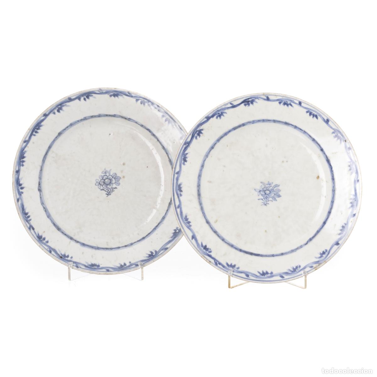 Antiques: Porcelana oriental - Par de platos - Compa&ntilde;&iacute;a Brit&aacute;nica de las Indias Orientales