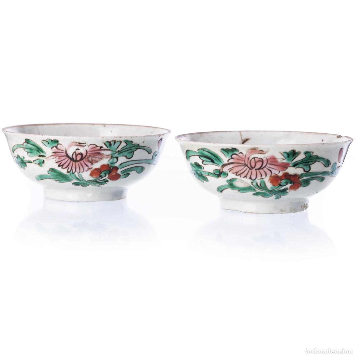 Antiques: Porcelana oriental - Par de copas - Compa&ntilde;&iacute;a Brit&aacute;nica de las Indias Orientales