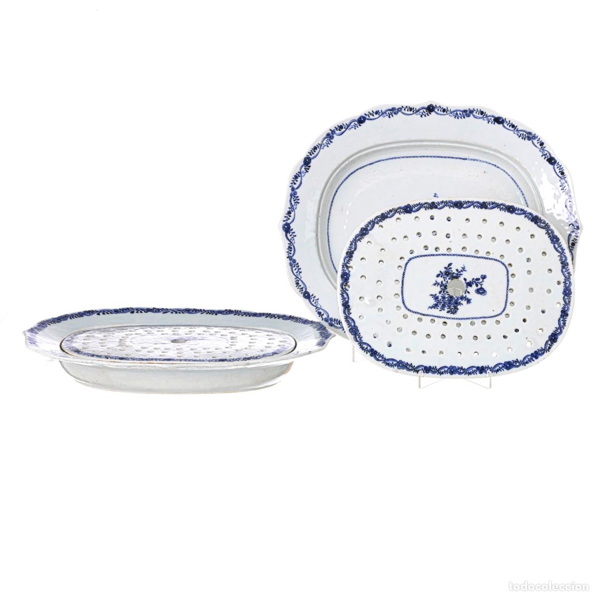 Antiquit&eacute;s: Porcelana oriental - Par de fuentes para pescado con rejilla - Compa&ntilde;&iacute;a Brit&aacute;nica de las Indias Orie