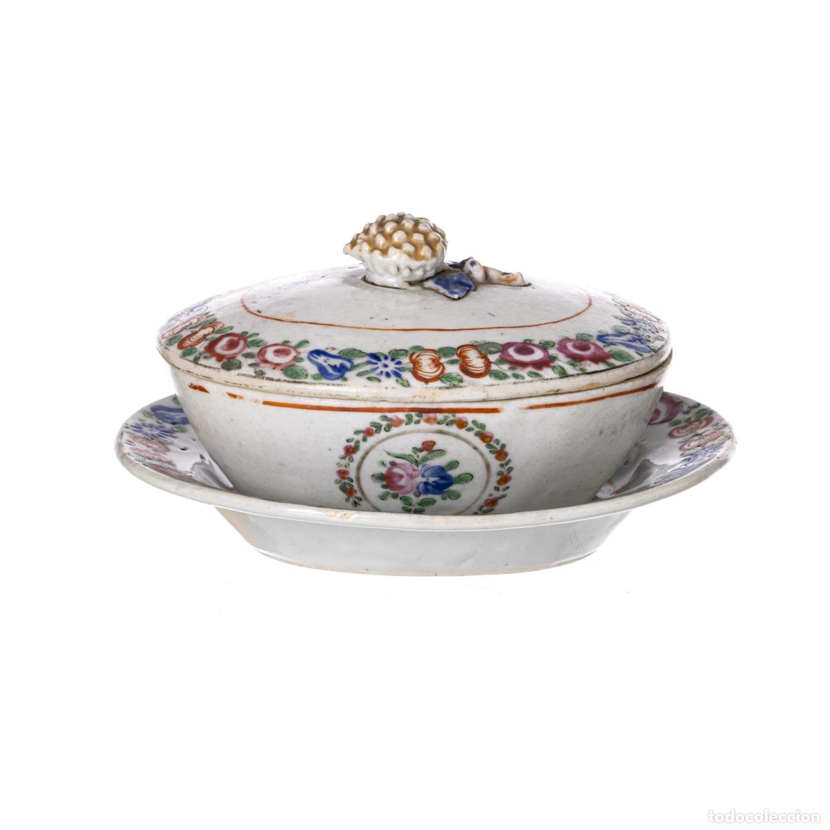 Antiques: Porcelana oriental - Sopera peque&ntilde;a con presentador - Compa&ntilde;&iacute;a Brit&aacute;nica de las Indias Orientales