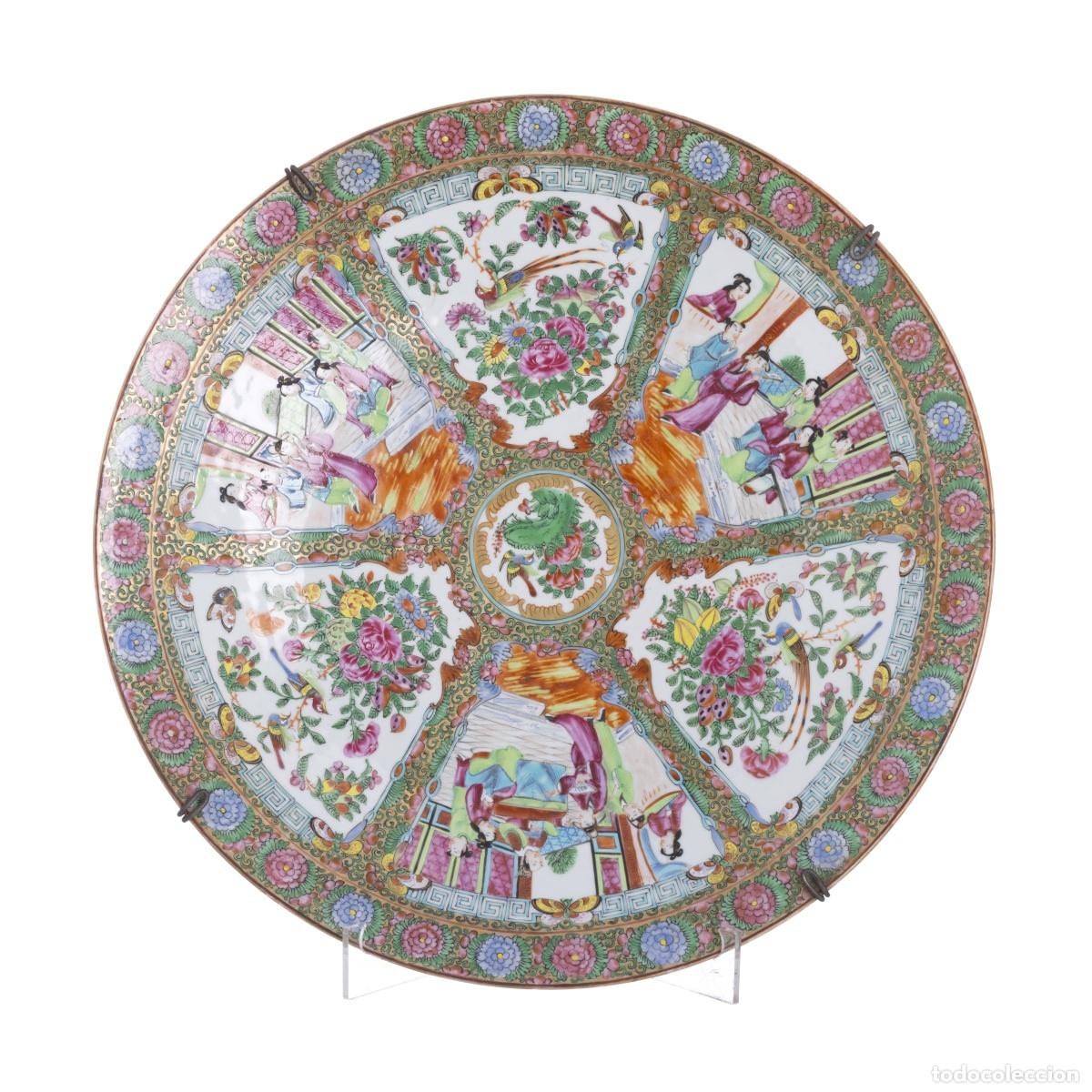 Antiques: Porcelana oriental - Plato mandar&iacute;n - Siglo XIX - 47 cm