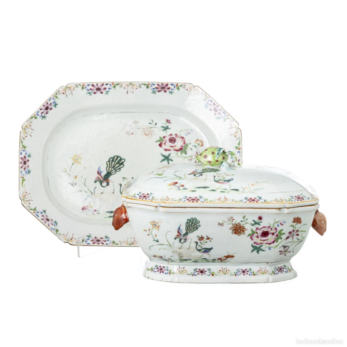 Antig&uuml;edades: Porcelana oriental - Sopera con plato para servir - Compa&ntilde;&iacute;a Brit&aacute;nica de las Indias Orientales