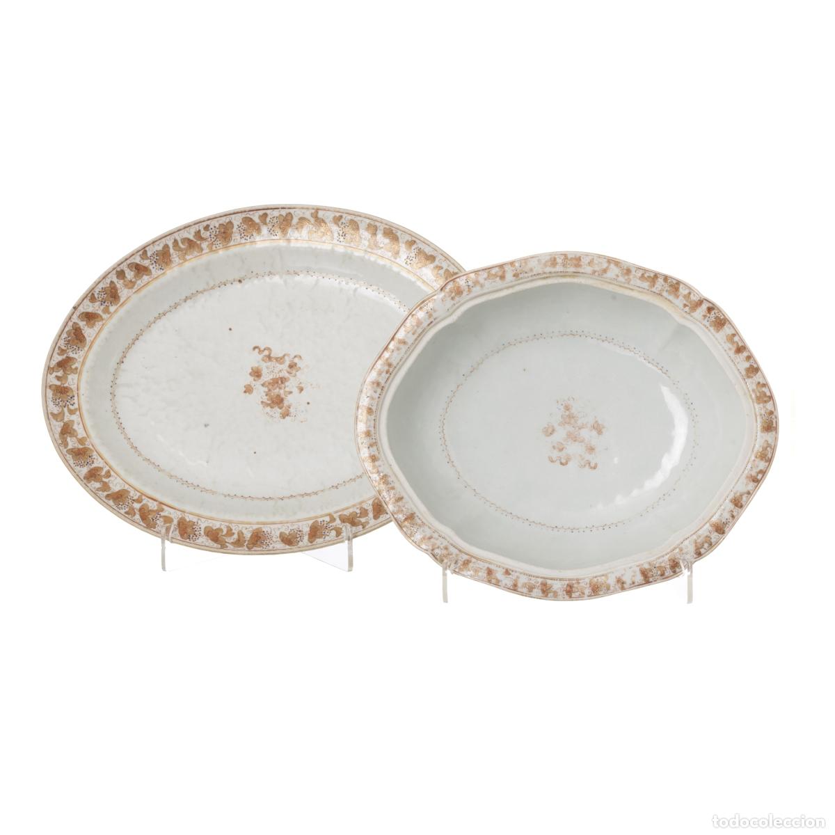 Antiquit&eacute;s: Porcelana oriental - Plato y fuente para servir - Compa&ntilde;&iacute;a Brit&aacute;nica de las Indias Orientales