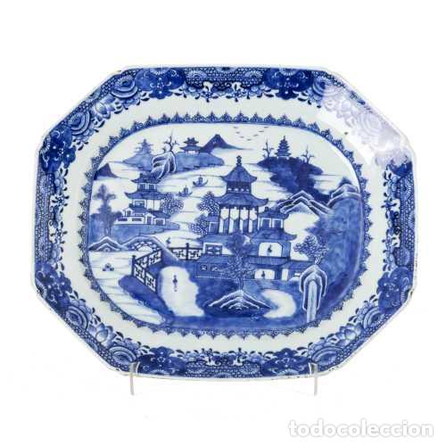 Antig&uuml;edades: Porcelana oriental - Fuente octogonal para servir - Compa&ntilde;&iacute;a Brit&aacute;nica de las Indias Orientales