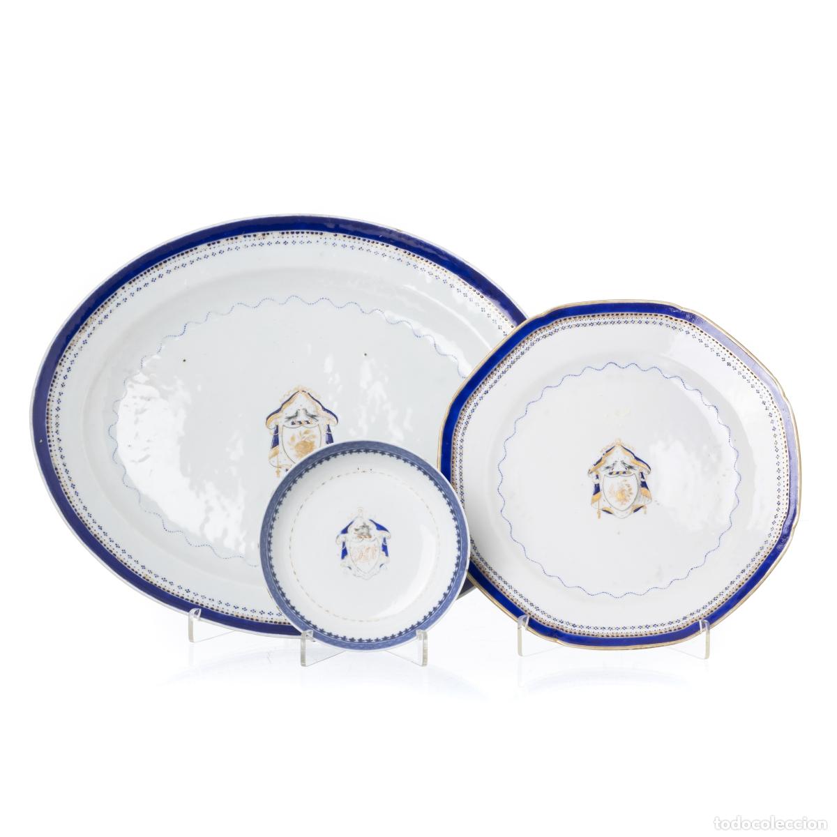 Antig&uuml;edades: Porcelana oriental - Plato y cuenco para servir - Compa&ntilde;&iacute;a Brit&aacute;nica de las Indias Orientales