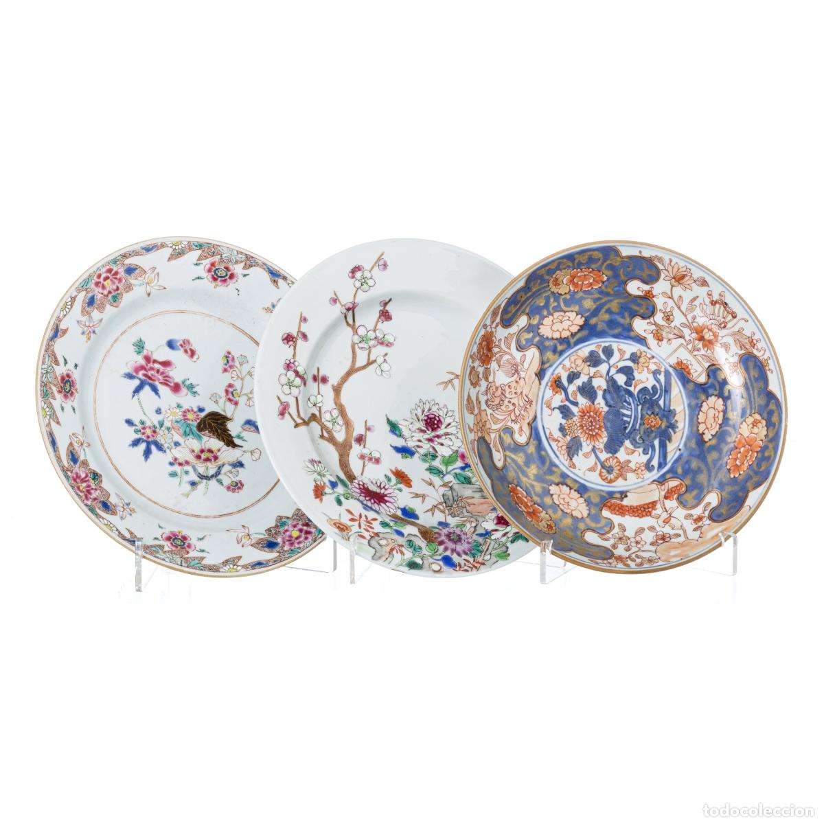 Antig&uuml;edades: Porcelana oriental - Tres platos - Compa&ntilde;&iacute;a Brit&aacute;nica de las Indias Orientales