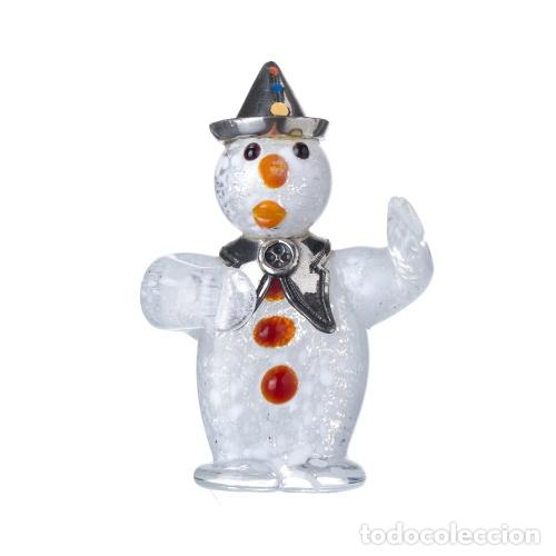 Antiguidades: Mu&ntilde;eco de nieve de plata, cristal de Murano y plata