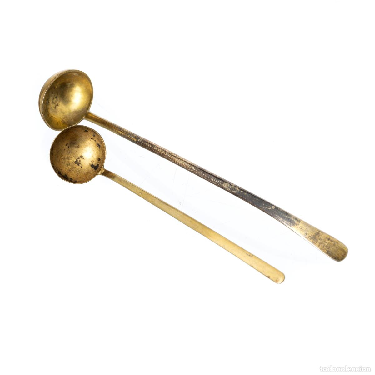 Antiques: Plata - Cucharas para especias en plata dorada
