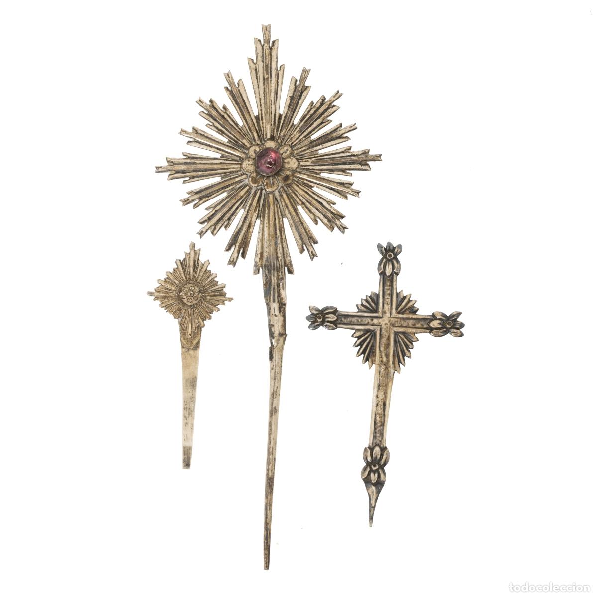Antiques: Plata - Dos rayos de luz y una cruz de plata - Siglo XIX