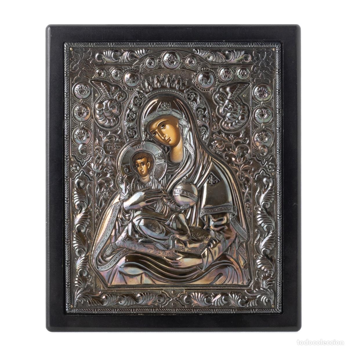 Antig&uuml;edades: Plata - Icono Nuestra Se&ntilde;ora con el Ni&ntilde;o - Foto 1
