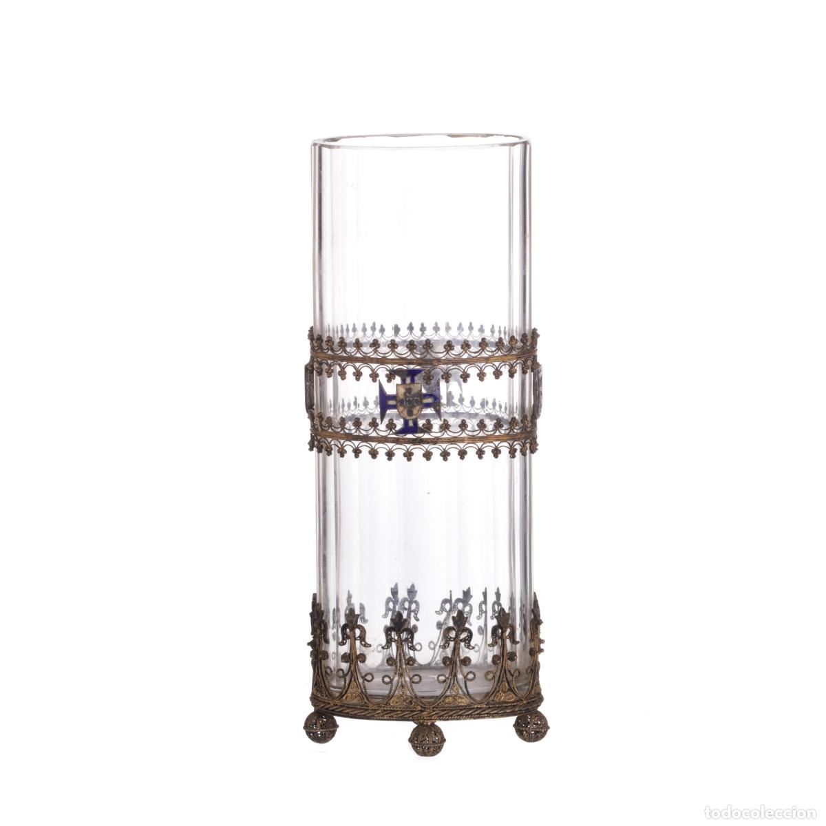 Antiques: Plata - Jarra de plata con vidrio y filigrana - Siglo XIX