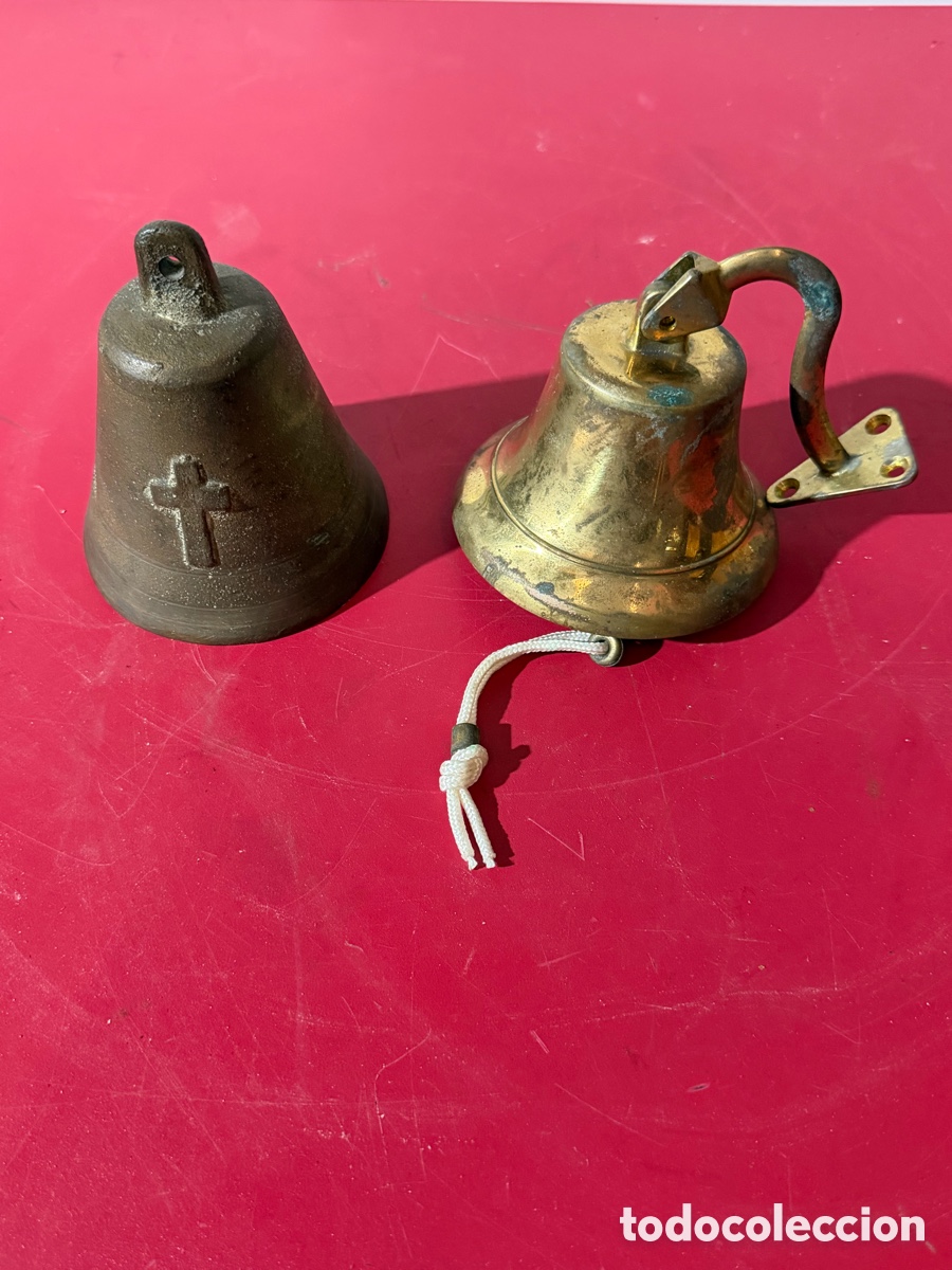 Antig&uuml;edades: Lote 2 campanas antiguas vintage - hierro