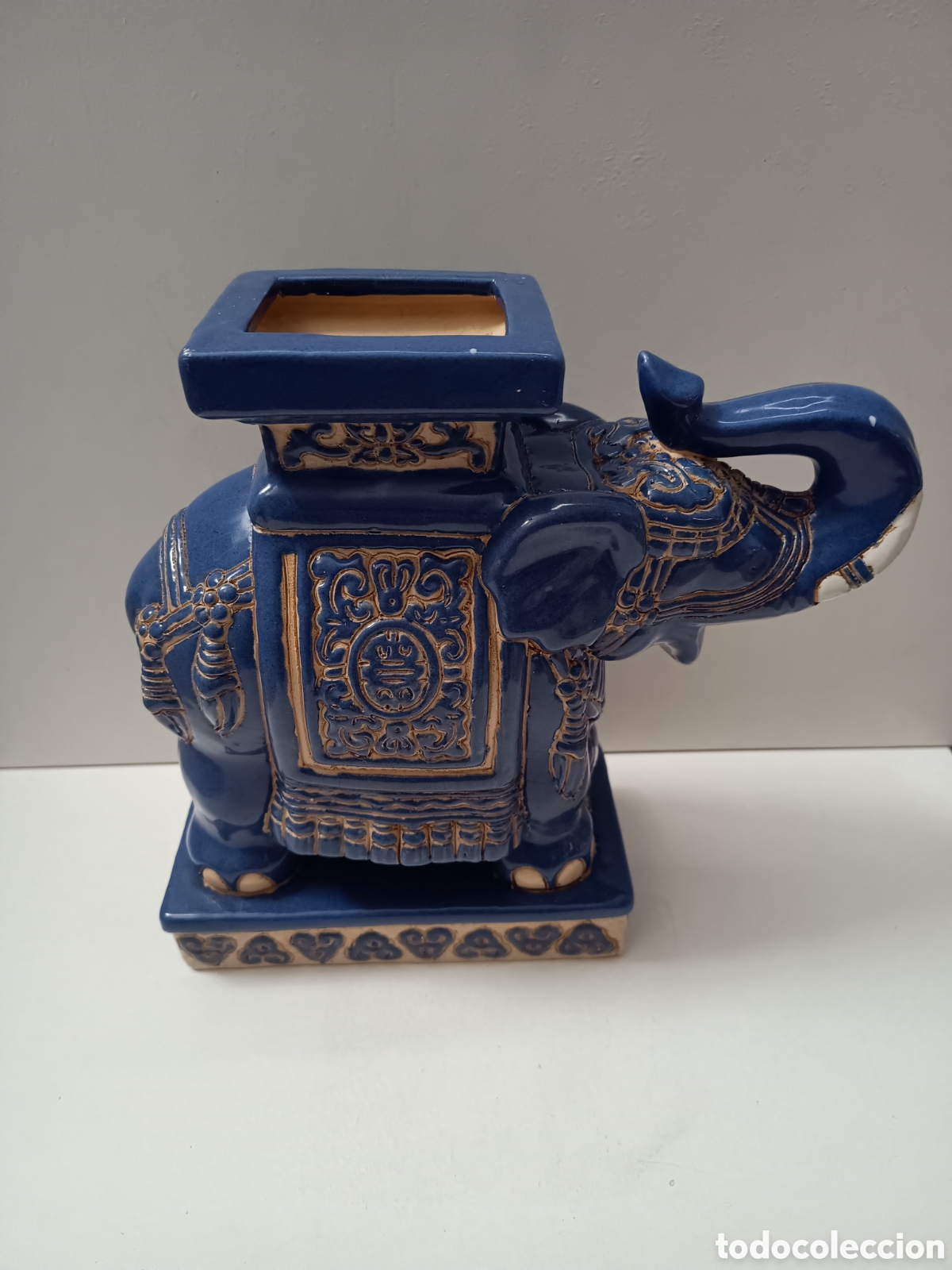 Antig&uuml;edades: ELEFANTE DE CER&Aacute;MICA - MACETERO - Foto 3