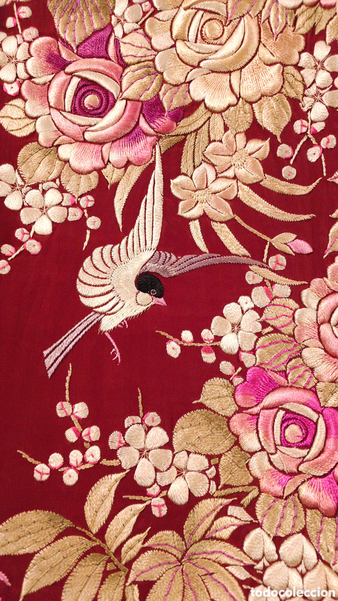 Antig&uuml;edades: Espectacular kimono seda bordado a mano - Foto 7