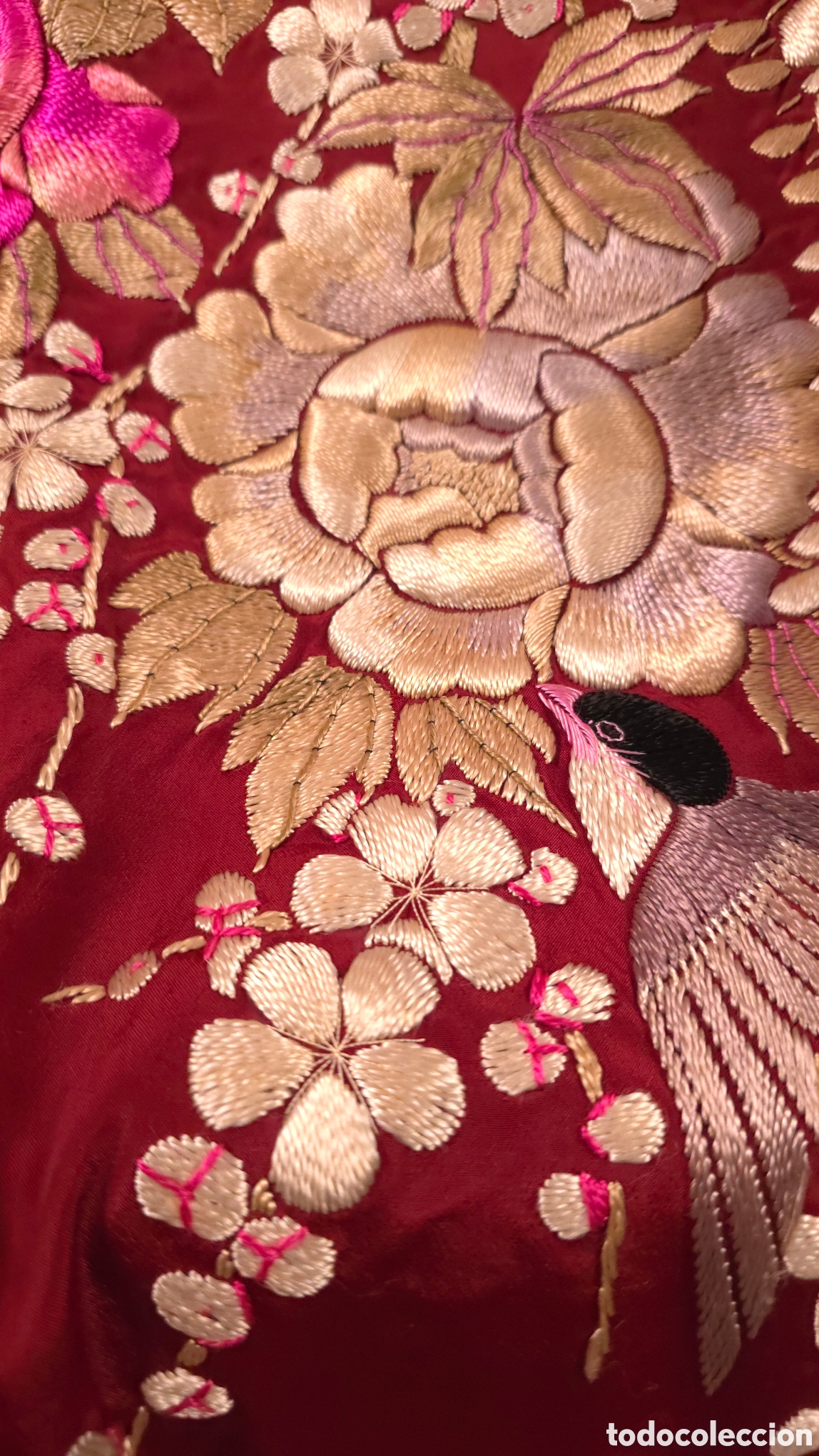 Antig&uuml;edades: Espectacular kimono seda bordado a mano - Foto 8