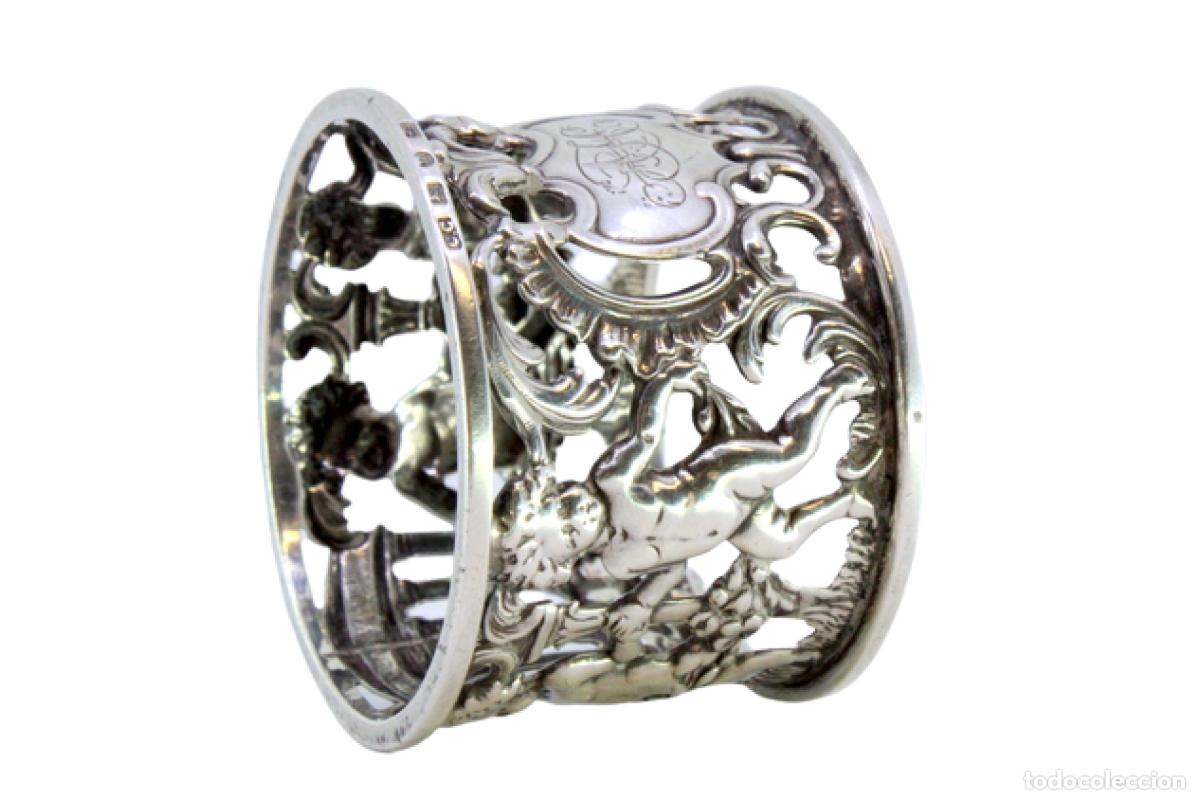 Antig&uuml;edades: Anillo para servilletas de plata - Foto 1