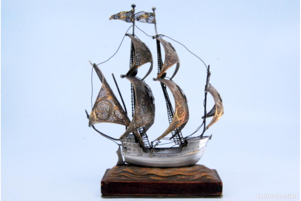Antig&uuml;edades: Gale&oacute;n de filigrana de plata. - Foto 5