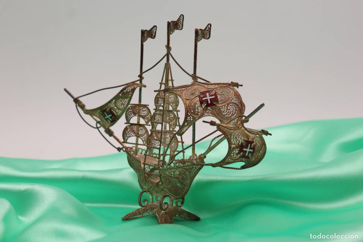 Antig&uuml;edades: Carabela de filigrana de plata. - Foto 4